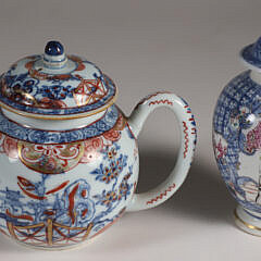 Chinese Export Porcelain Tea Caddy and Teapot, 18th Century