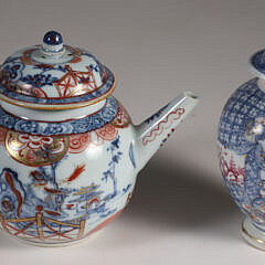 Chinese Export Porcelain Tea Caddy and Teapot, 18th Century