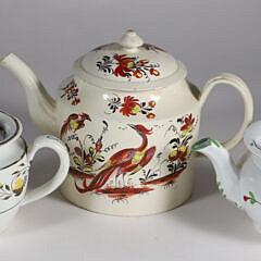 Three Early American Decorated Porcelain Tea Pots, 19th Century