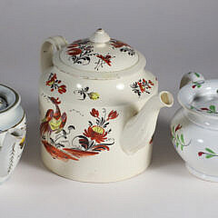 Three Early American Decorated Porcelain Tea Pots, 19th Century