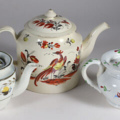 Three Early American Decorated Porcelain Tea Pots, 19th Century