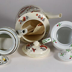 Three Early American Decorated Porcelain Tea Pots, 19th Century