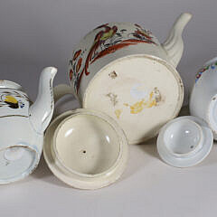 Three Early American Decorated Porcelain Tea Pots, 19th Century