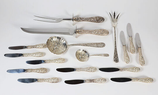 Group of Stieff and S. Kirk & Son Sterling Silver Flatware and Serving Pieces