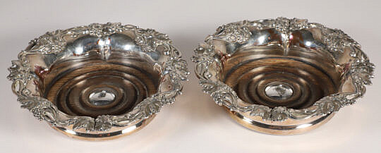 Pair of Silver Plated Wine Coasters
