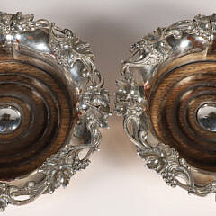 Pair of Sheffield Silver Plated Grape Vine Repousse Wine Coasters