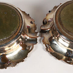 Pair of Sheffield Silver Plated Grape Vine Repousse Wine Coasters