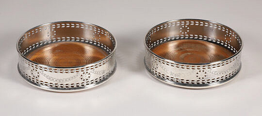 Pair of Silver Plated Wine Coasters