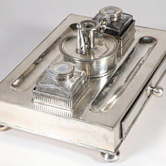 Sheffield Silver Plated Standish with Inkwells, 19th Century
