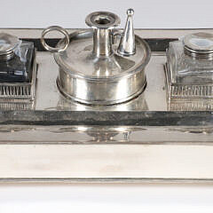Sheffield Silver Plated Standish with Inkwells, 19th Century