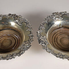Pair of Silver Plated Grape and Leaf Wine Coasters, 19th Century