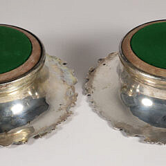 Pair of Silver Plated Grape and Leaf Wine Coasters, 19th Century