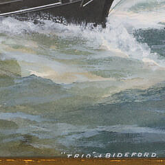 Ruben Chappell Gouache on Paper “Portrait of the Ship Trio of Bedford”