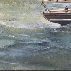 Ruben Chappell Gouache on Paper “Portrait of the Ship Trio of Bedford”