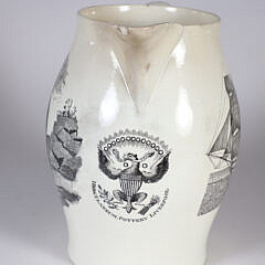 Liverpool Jug Depicting Hope Leaning on an Anchor and an American Clipper Ship, 19th Century