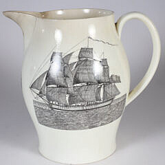 Liverpool Jug Depicting Hope Leaning on an Anchor and an American Clipper Ship, 19th Century