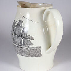 Liverpool Jug Depicting Hope Leaning on an Anchor and an American Clipper Ship, 19th Century