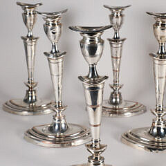 Rare Assembled set of Eight Sheffield Candlesticks, 19th Century