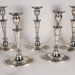Rare Assembled set of Eight Sheffield Candlesticks, 19th Century