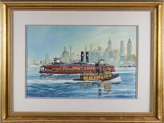 Gerald Levey Painting "New York Steam", c. 1950, 15th Anniversary Int