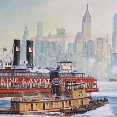Gerald Levey Painting “New York Steam”, c. 1950, 15th Anniversary Int’l