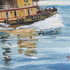 Gerald Levey Painting “New York Steam”, c. 1950, 15th Anniversary Int’l