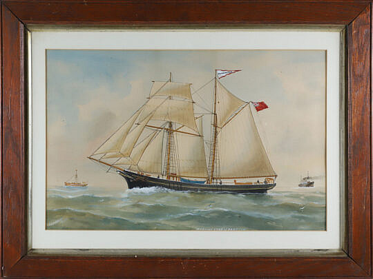 R. Chappell Watercolor Portrait of the English Ship "Morning Star of Padstow"