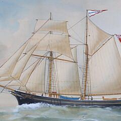 R. Chappell Watercolor Portrait of the English Ship “Morning Star of Padstow”