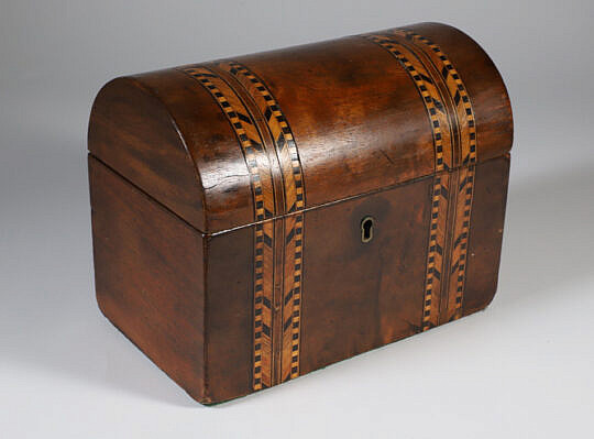 English Inlaid Dome Top Box 19th Century