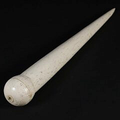 Turned and Scribed Antique Whale Bone Ball Grip Fid, 19th Century