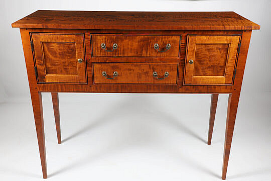 Petite Tiger Maple Hepplewhite Style Sideboard