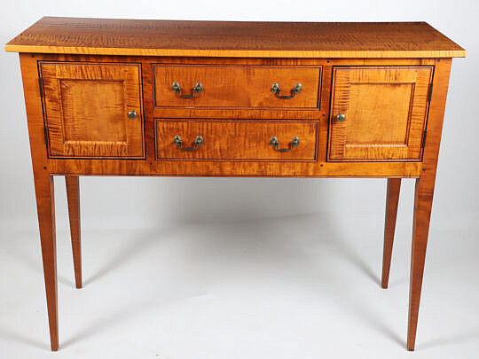 Petite Tiger Maple Hepplewhite Style Sideboard