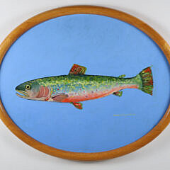 Sandra Farley Aldrich Oval Oil on Canvas "Portrait of a Brook Trout"