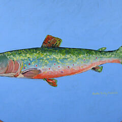 Sandra Farley Aldrich Oval Oil on Canvas “Portrait of a Brook Trout”