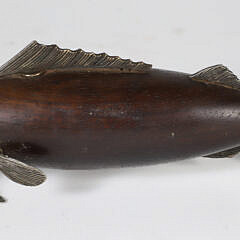Gilt Metal and Wood Fish Pepper Mill