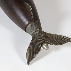 Gilt Metal and Wood Fish Pepper Mill