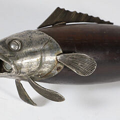 Gilt Metal and Wood Fish Pepper Mill