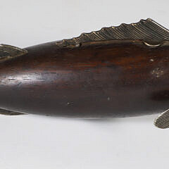 Gilt Metal and Wood Fish Pepper Mill