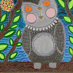 Deborah Vanderwolk Mixed Media Oil on Canvas “Night Owl”