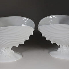 Pair of Wedgwood White Shell Form Bone China Compotes