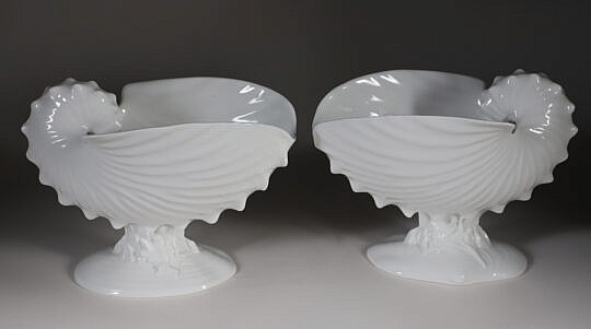 Pair of Wedgwood White Shell Form Bone China Compotes