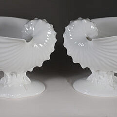 Pair of Wedgwood White Shell Form Bone China Compotes