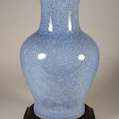 Chinese Porcelain Blue Crackle Glazed Lamp