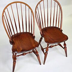 Pair of Warren Chair Works Cherry Blowback Windsor Dining Chairs