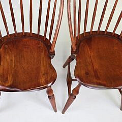 Pair of Warren Chair Works Cherry Blowback Windsor Dining Chairs