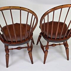 Pair of Warren Chair Works Cherry Blowback Windsor Dining Chairs