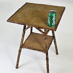 Antique English, “Tortoiseshell”, Bamboo Two-Tier Table