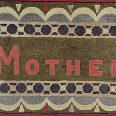 Antique, “Mother”, Hand Hooked Rug Pictorial Carpet, circa 1920s