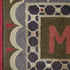 Antique, “Mother”, Hand Hooked Rug Pictorial Carpet, circa 1920s