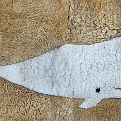 Fine Merino Sheepskin Pictorial Sperm Whale Rug Carpet, 20th century